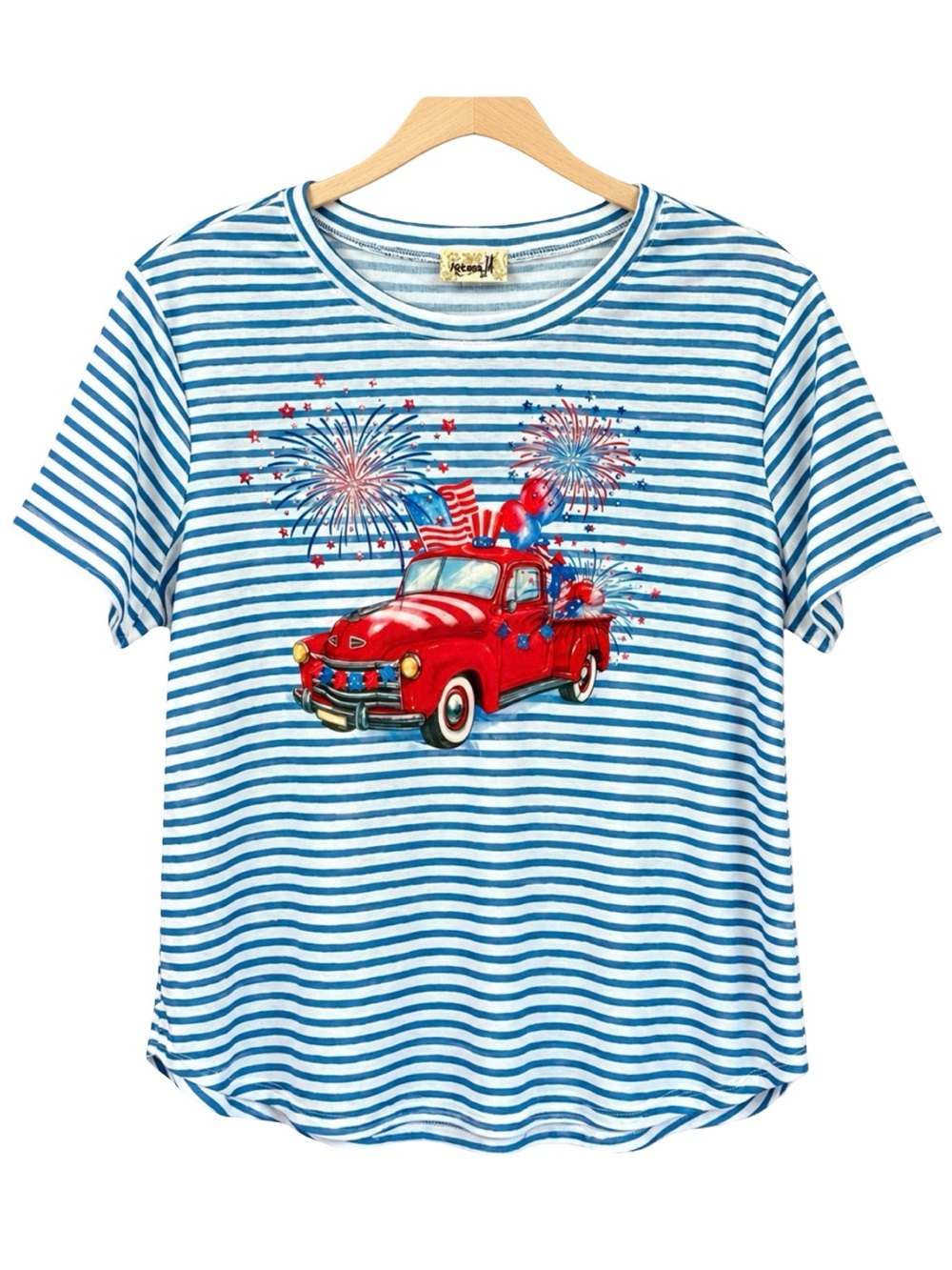 Whimsical Americana Fourth of July grannychic kitschy festive t-shirt NWT M